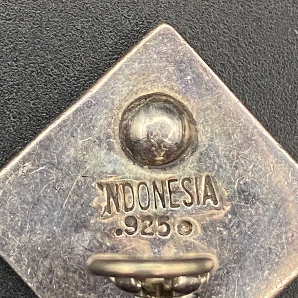 Vintage Lois Hill .925 Sterling Silver Square Clip-On Earrings Ornate Designer - Picture 7 of 10